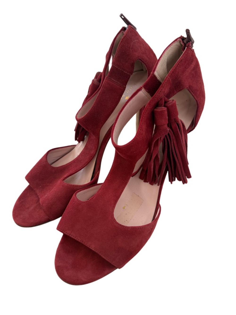 Kate Spade Women's Suede Tassel Sandals - Burgundy size 10 BIN#8
